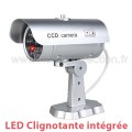 Caméra factice effet métal extérieur/intérieur avec LED rouge clignotante