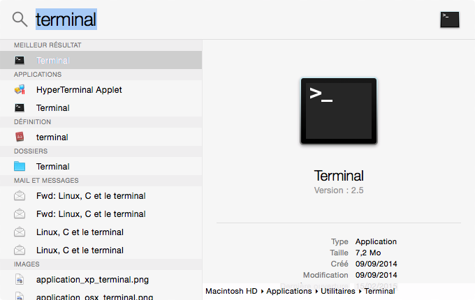 Terminal sur Mac OS
