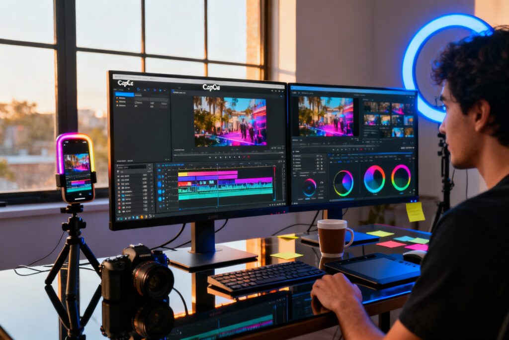 Illustration : CapCut : montage vidéo gratuit et IA pour créateurs français