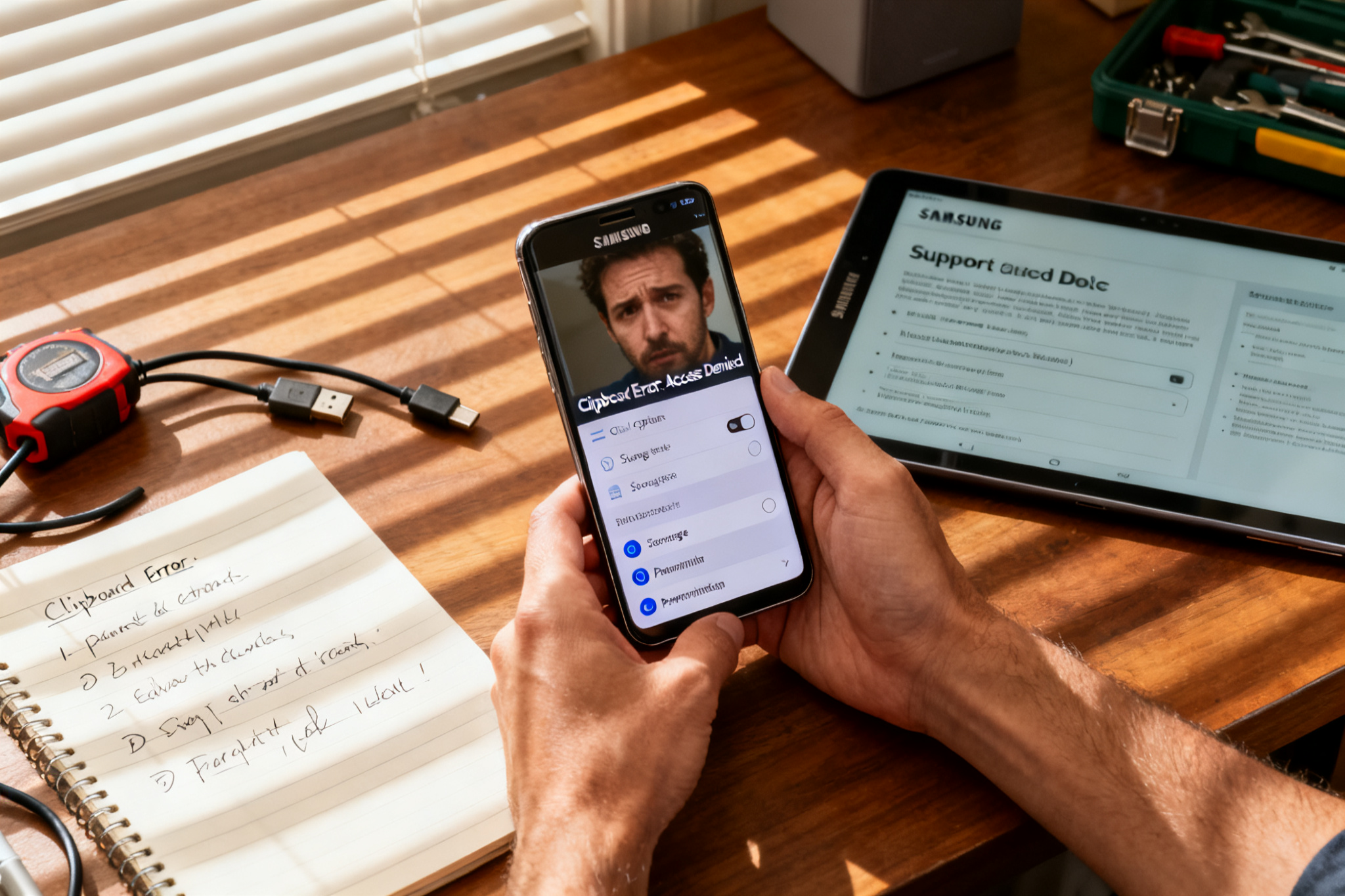 Comment récupérer un document dans le presse papier samsung ?