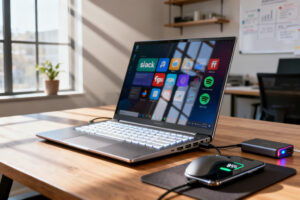 Illustration : Un bureau plus efficace grâce au PC portable 17 pouces professionnel