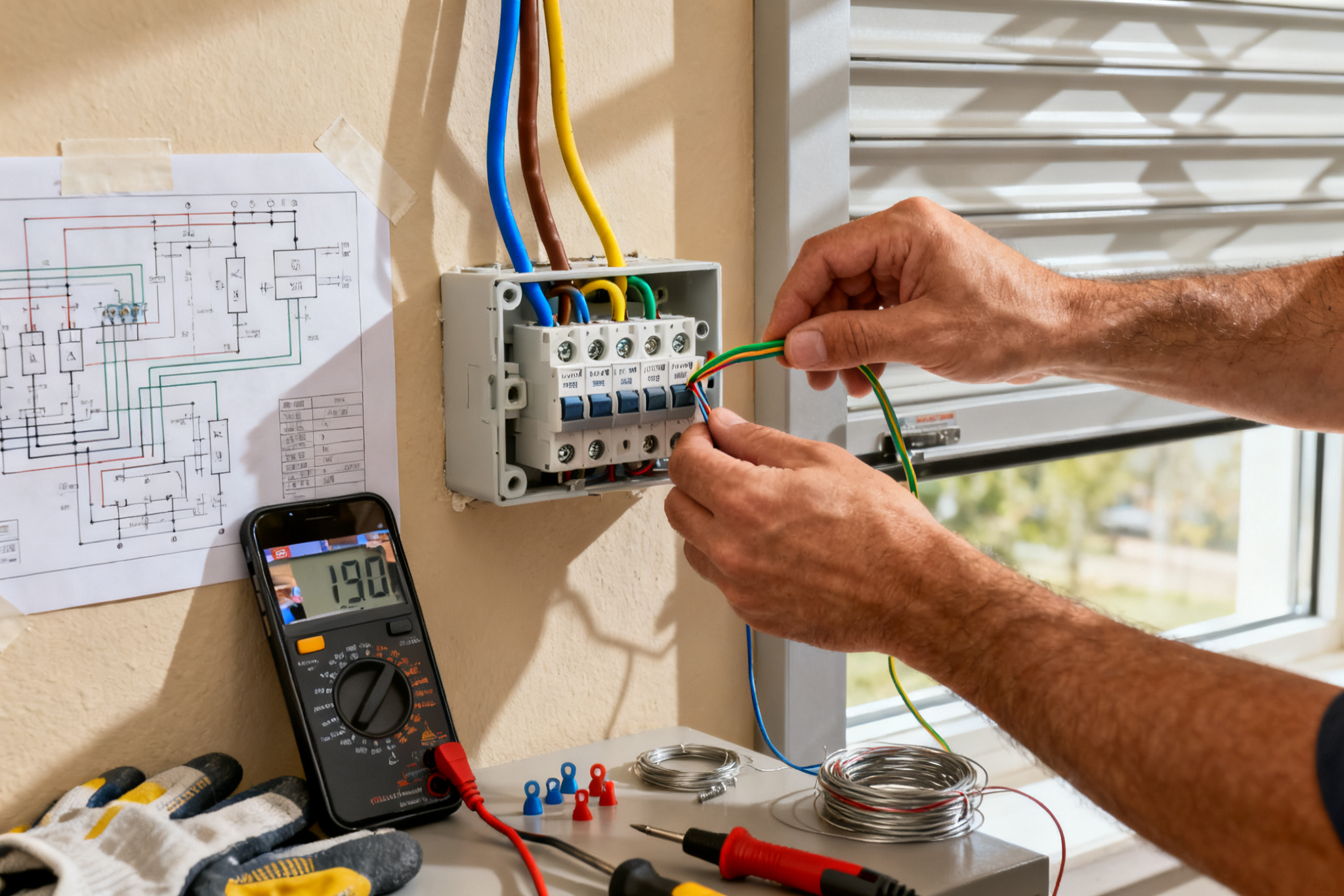 Illustration : Comment brancher un volet roulant sur prise de courant ?